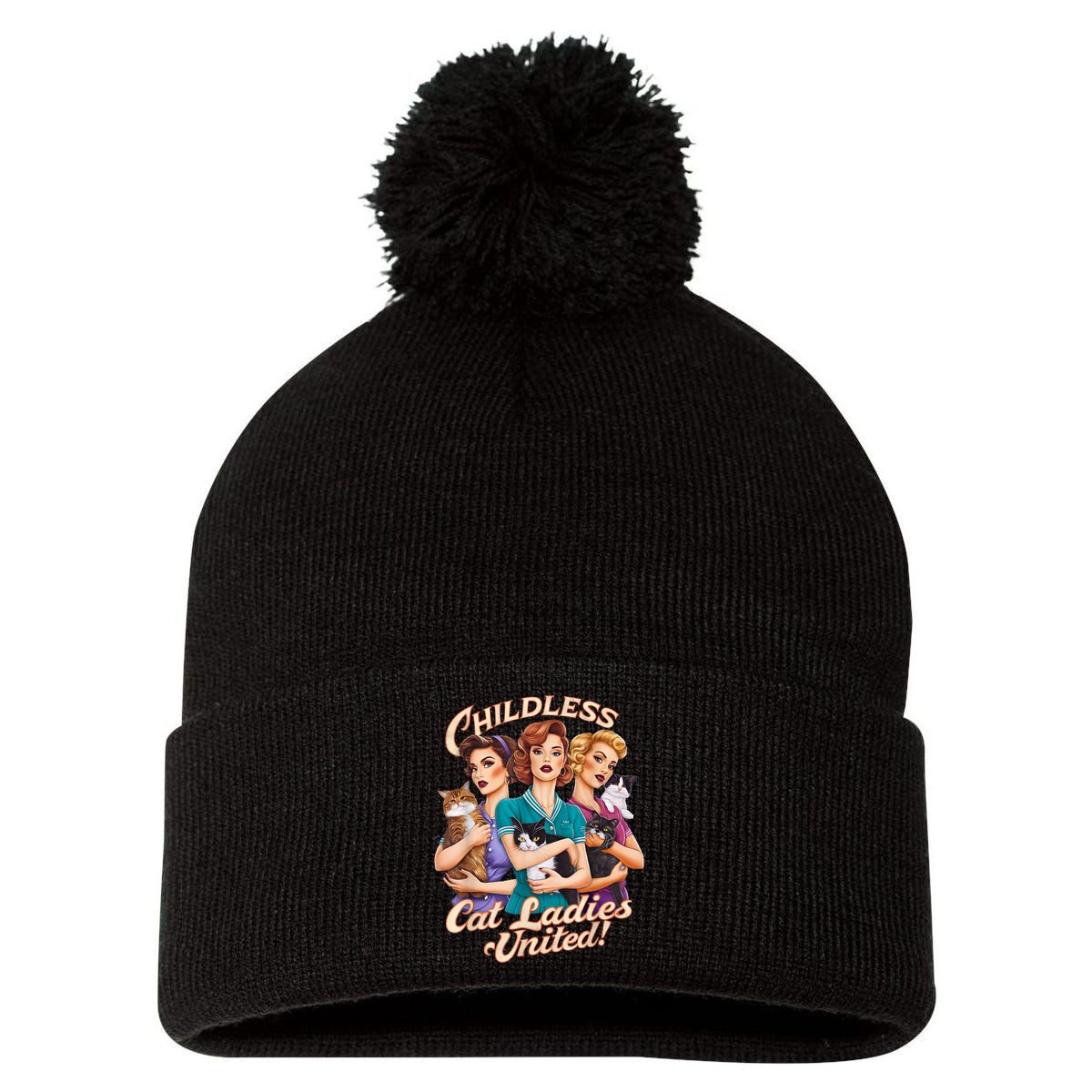 Childless Cat Ladies Pom Pom 12in Knit Beanie
