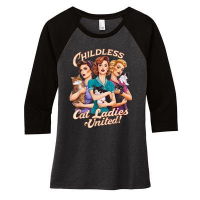 Childless Cat Ladies Women's Tri-Blend 3/4-Sleeve Raglan Shirt