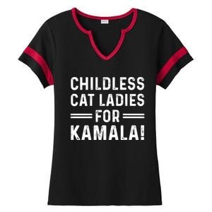 Childless Cat Ladies For Kamala 2024 Ladies Halftime Notch Neck Tee