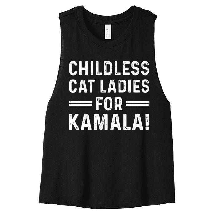 Childless Cat Ladies For Kamala 2024 Women's Racerback Cropped Tank