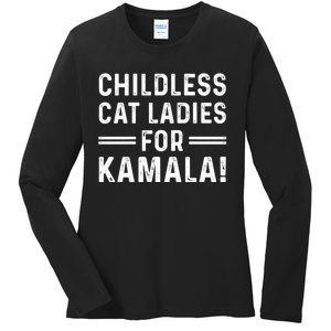 Childless Cat Ladies For Kamala 2024 Ladies Long Sleeve Shirt