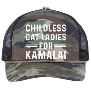 Childless Cat Ladies For Kamala 2024 Retro Rope Trucker Hat Cap