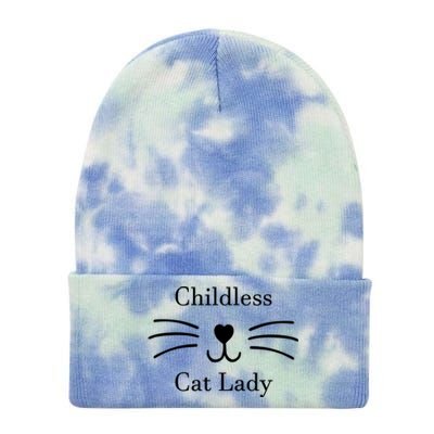 Childless Cat Lady Whiskers Pro Kamala Harris Tie Dye 12in Knit Beanie