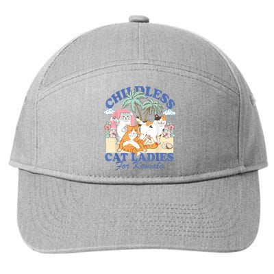 Childless Cat Lady For Kamala Harris Madam President 2024 7-Panel Snapback Hat