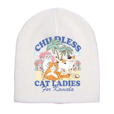 Childless Cat Lady For Kamala Harris Madam President 2024 Short Acrylic Beanie