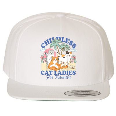 Childless Cat Lady For Kamala Harris Madam President 2024 Wool Snapback Cap