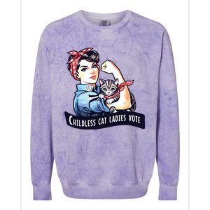 Childless Cat Ladies Vote Rosie The Riveter Election 2024 Colorblast Crewneck Sweatshirt