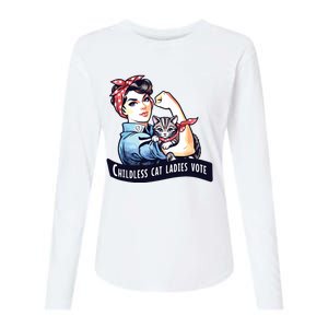 Childless Cat Ladies Vote Rosie The Riveter Election 2024 Womens Cotton Relaxed Long Sleeve T-Shirt