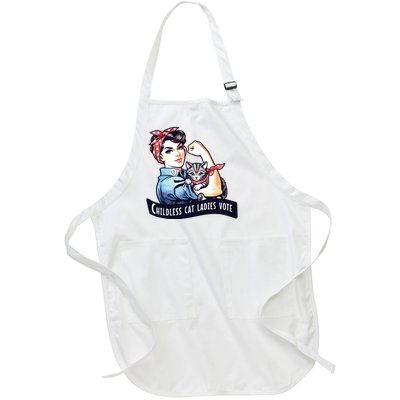 Childless Cat Ladies Vote Rosie The Riveter Election 2024 Full-Length Apron With Pockets