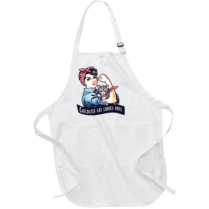 Childless Cat Ladies Vote Rosie The Riveter Election 2024 Full-Length Apron With Pockets