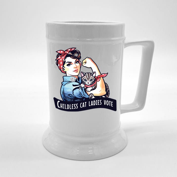 Childless Cat Ladies Vote Rosie The Riveter Election 2024 Beer Stein