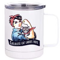 Childless Cat Ladies Vote Rosie The Riveter Election 2024 12 oz Stainless Steel Tumbler Cup