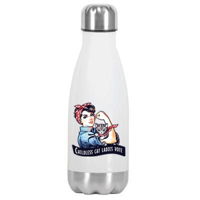 Childless Cat Ladies Vote Rosie The Riveter Election 2024 Stainless Steel Insulated Water Bottle