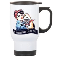 Childless Cat Ladies Vote Rosie The Riveter Election 2024 Stainless Steel Travel Mug