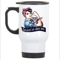 Childless Cat Ladies Vote Rosie The Riveter Election 2024 Stainless Steel Travel Mug