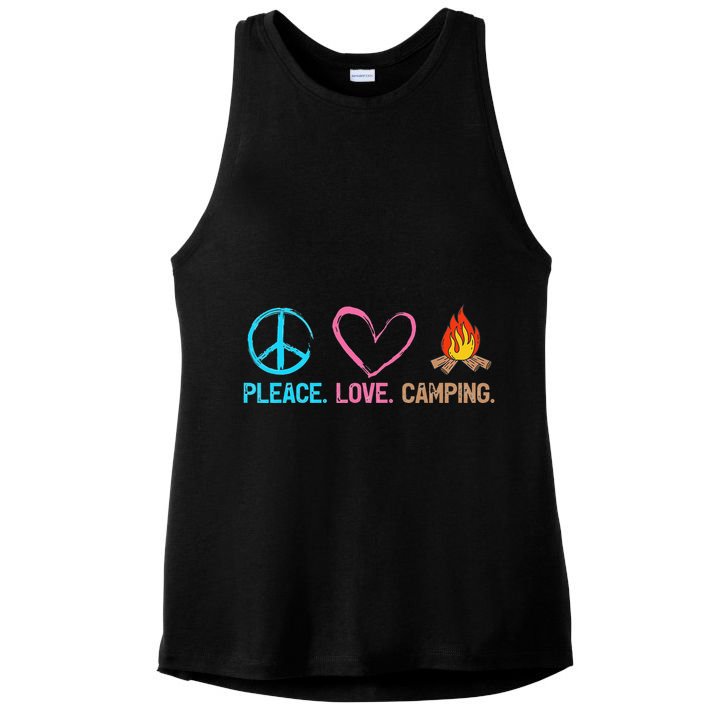 Cute Camping Lover Peace Love Camp Ladies PosiCharge Tri-Blend Wicking Tank