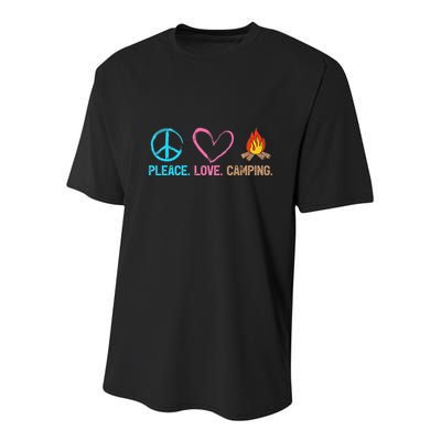 Cute Camping Lover Peace Love Camp Youth Performance Sprint T-Shirt