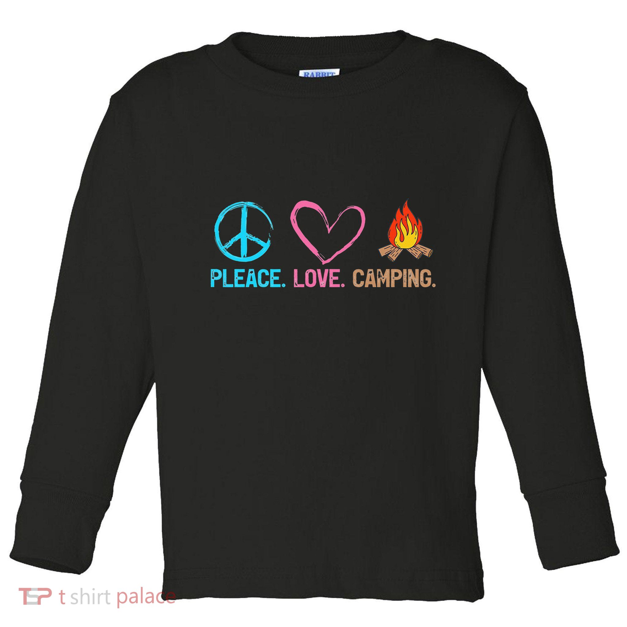 Cute Camping Lover Peace Love Camp Toddler Long Sleeve Shirt