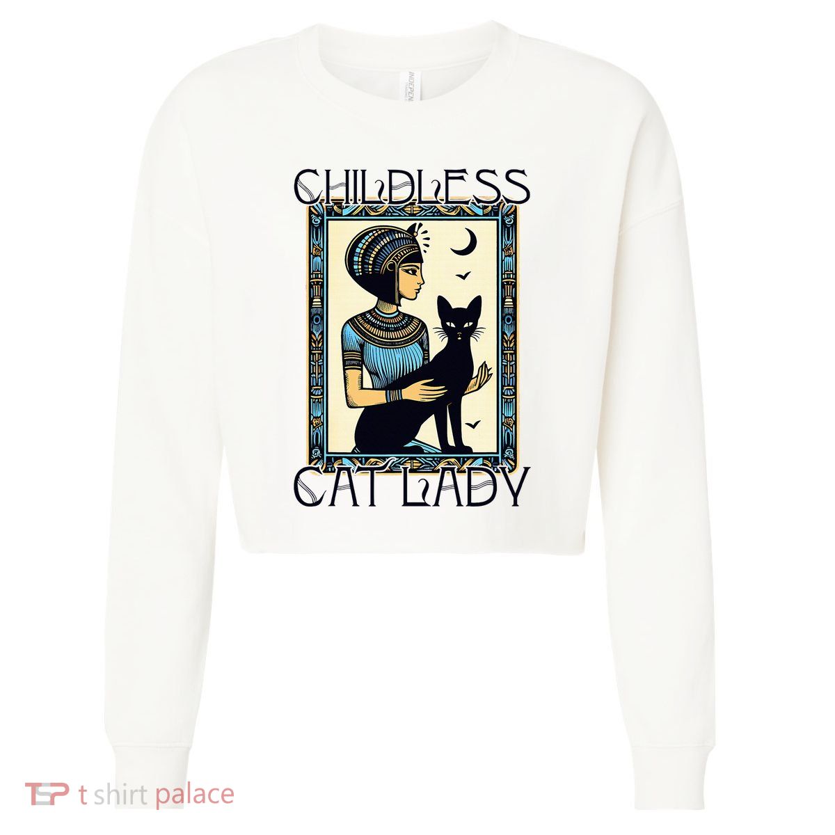 Childless Cat Ladies Funny Cat Cropped Pullover Crew