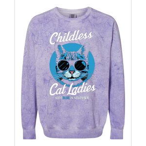 Childless Cat Ladies Vote Blue In November Democrats Liberal Colorblast Crewneck Sweatshirt