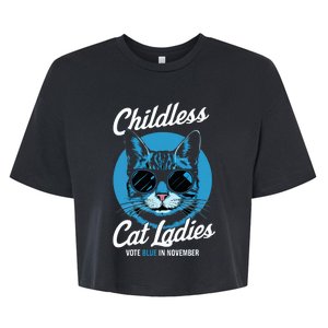 Childless Cat Ladies Vote Blue In November Democrats Liberal Bella+Canvas Jersey Crop Tee