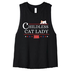 Childless Cat Lady 2024 For Kamala Harris 2024 Women's Racerback Cropped Tank