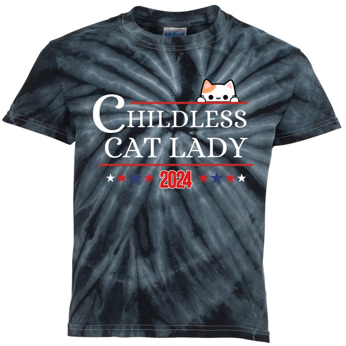 Childless Cat Lady 2024 For Kamala Harris 2024 Kids Tie-Dye T-Shirt