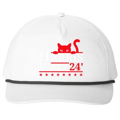 Childless Cat Lady For Kamala Harris Tim Walz Vp 2024 Snapback Five-Panel Rope Hat