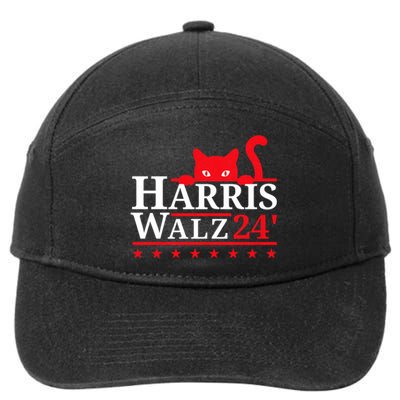 Childless Cat Lady For Kamala Harris Tim Walz Vp 2024 7-Panel Snapback Hat