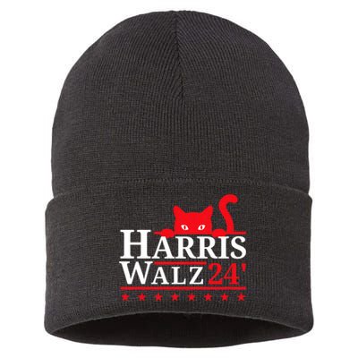 Childless Cat Lady For Kamala Harris Tim Walz Vp 2024 Sustainable Knit Beanie