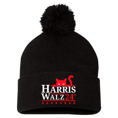 Childless Cat Lady For Kamala Harris Tim Walz Vp 2024 Pom Pom 12in Knit Beanie