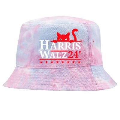 Childless Cat Lady For Kamala Harris Tim Walz Vp 2024 Tie-Dyed Bucket Hat