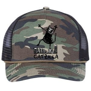 Catzilla Cat Lover Retro Rope Trucker Hat Cap