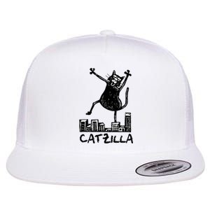 Catzilla Cat Lover Flat Bill Trucker Hat