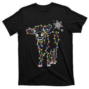 Cow Christmas Light Tree Cow Xmas Snow Lover T-Shirt