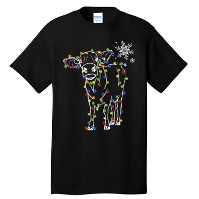 Cow Christmas Light Tree Cow Xmas Snow Lover Tall T-Shirt