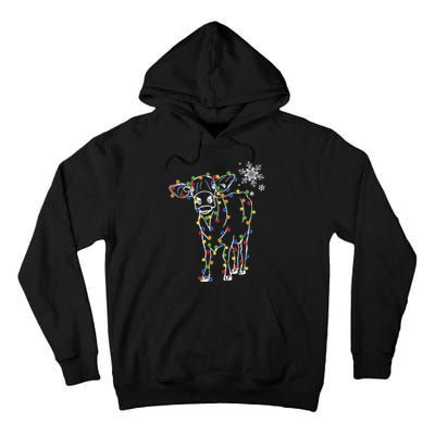 Cow Christmas Light Tree Cow Xmas Snow Lover Tall Hoodie