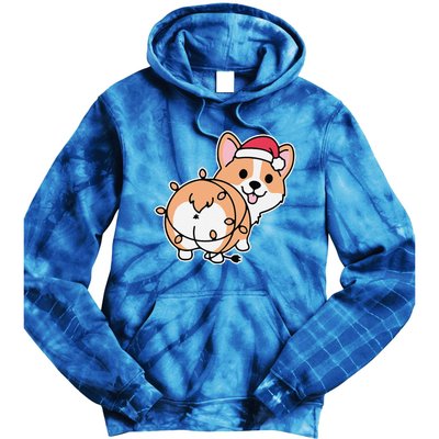 Corgi Christmas Lights Pajama Cute Dog Puppy Lover XMas Tie Dye Hoodie