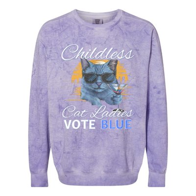 Childless Cat Ladies Vote Blue In November Kamala President Colorblast Crewneck Sweatshirt