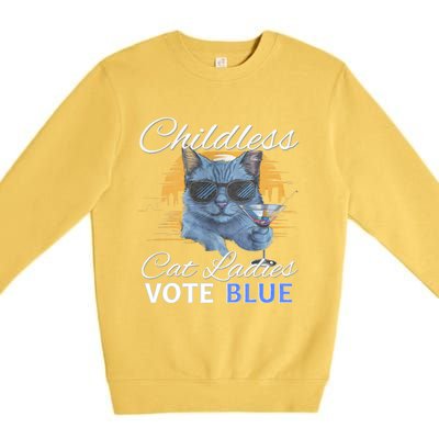 Childless Cat Ladies Vote Blue In November Kamala President Premium Crewneck Sweatshirt