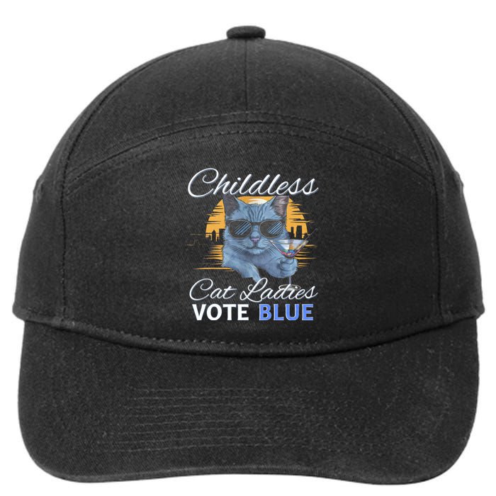 Childless Cat Ladies Vote Blue In November Kamala President 7-Panel Snapback Hat