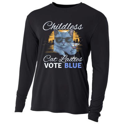 Childless Cat Ladies Vote Blue In November Kamala President Cooling Performance Long Sleeve Crew