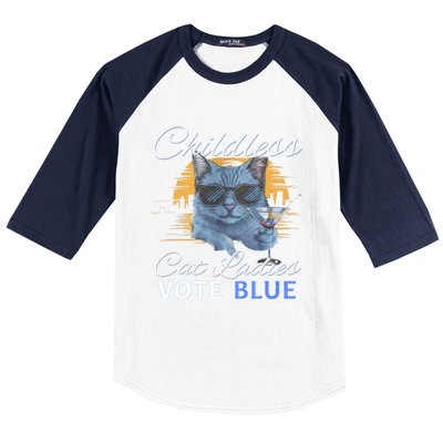 Childless Cat Ladies Vote Blue In November Kamala President Baseball Sleeve Shirt