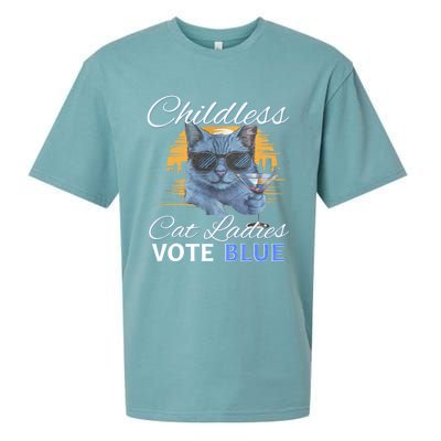 Childless Cat Ladies Vote Blue In November Kamala President Sueded Cloud Jersey T-Shirt