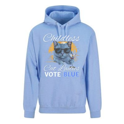 Childless Cat Ladies Vote Blue In November Kamala President Unisex Surf Hoodie