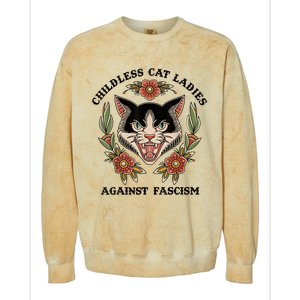 Childless Cat Ladies Against Fascism Colorblast Crewneck Sweatshirt