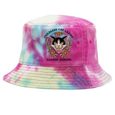 Childless Cat Ladies Against Fascism Tie-Dyed Bucket Hat