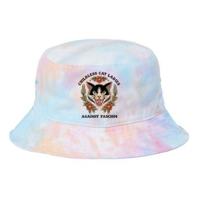 Childless Cat Ladies Against Fascism Tie Dye Newport Bucket Hat