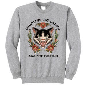 Childless Cat Ladies Against Fascism Tall Sweatshirt