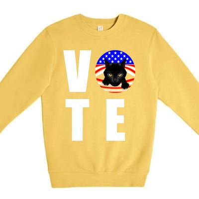 Childless Cat Ladies Vote 2024 Retro American Flag Stars Premium Crewneck Sweatshirt